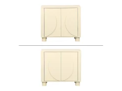 Aparador exótico efecto madera de mango con 2 puertas, 80cm beige