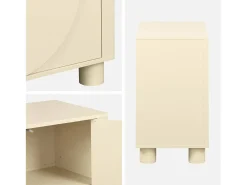 Aparador exótico efecto madera de mango con 2 puertas, 80cm beige