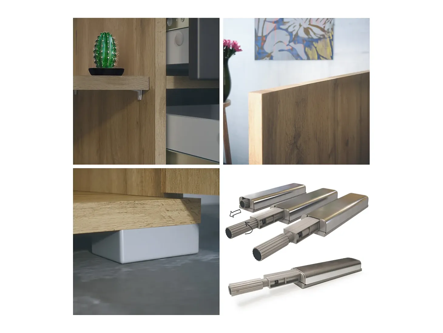 Aparador Faro V2 – Mueble con 2 Puertas y 4 Cajones, Armario con Tira de Luz LED, Roble Evoke / negro de alto brillo (166,5 x 75,5 x 35)