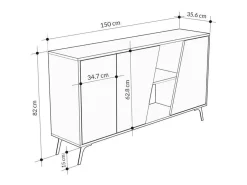 Aparador Fiona 2 puertas + 5 compartimentos roble/blanco 82x150x35,6 cm