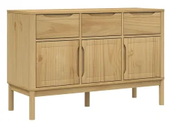 Aparador FLORO madera maciza de pino marrón cera 114x43x74 cm