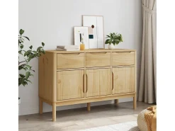 Aparador FLORO madera maciza de pino marrón cera 114x43x74 cm