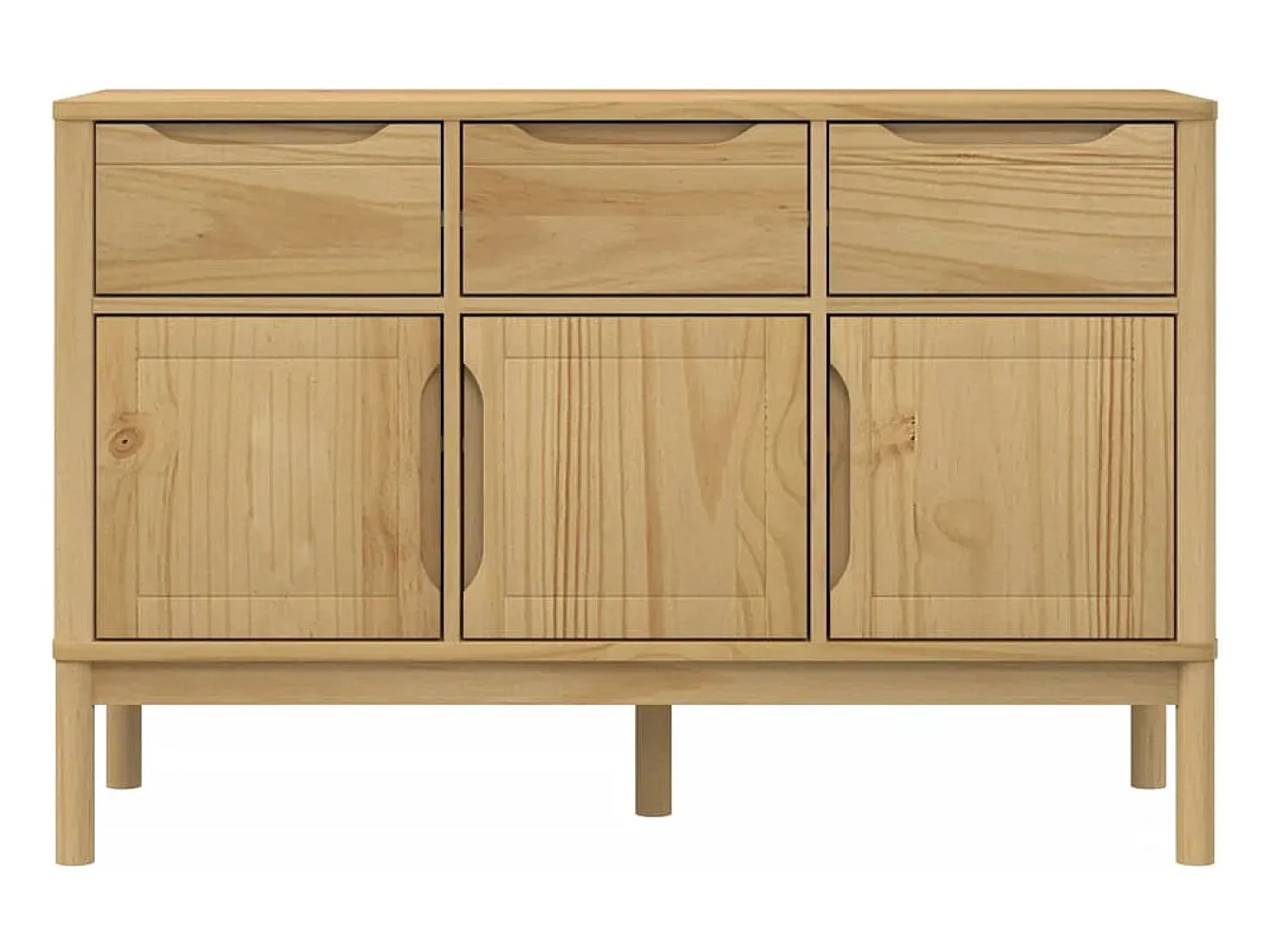 Aparador FLORO madera maciza de pino marrón cera 114x43x74 cm ES876285