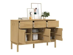 Aparador FLORO madera maciza de pino marrón cera 114x43x74 cm ES876285