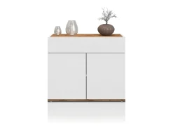 Aparador Garda con 2 puertas y 1 cajón blanco brillo y roble 80,9x35x70 cm