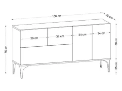 Aparador Glis DEC0023 blanco negro 150x35x75 cm