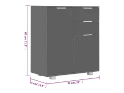 Aparador Gris Brillo 71x35x80 cm Madera de Ingeniería