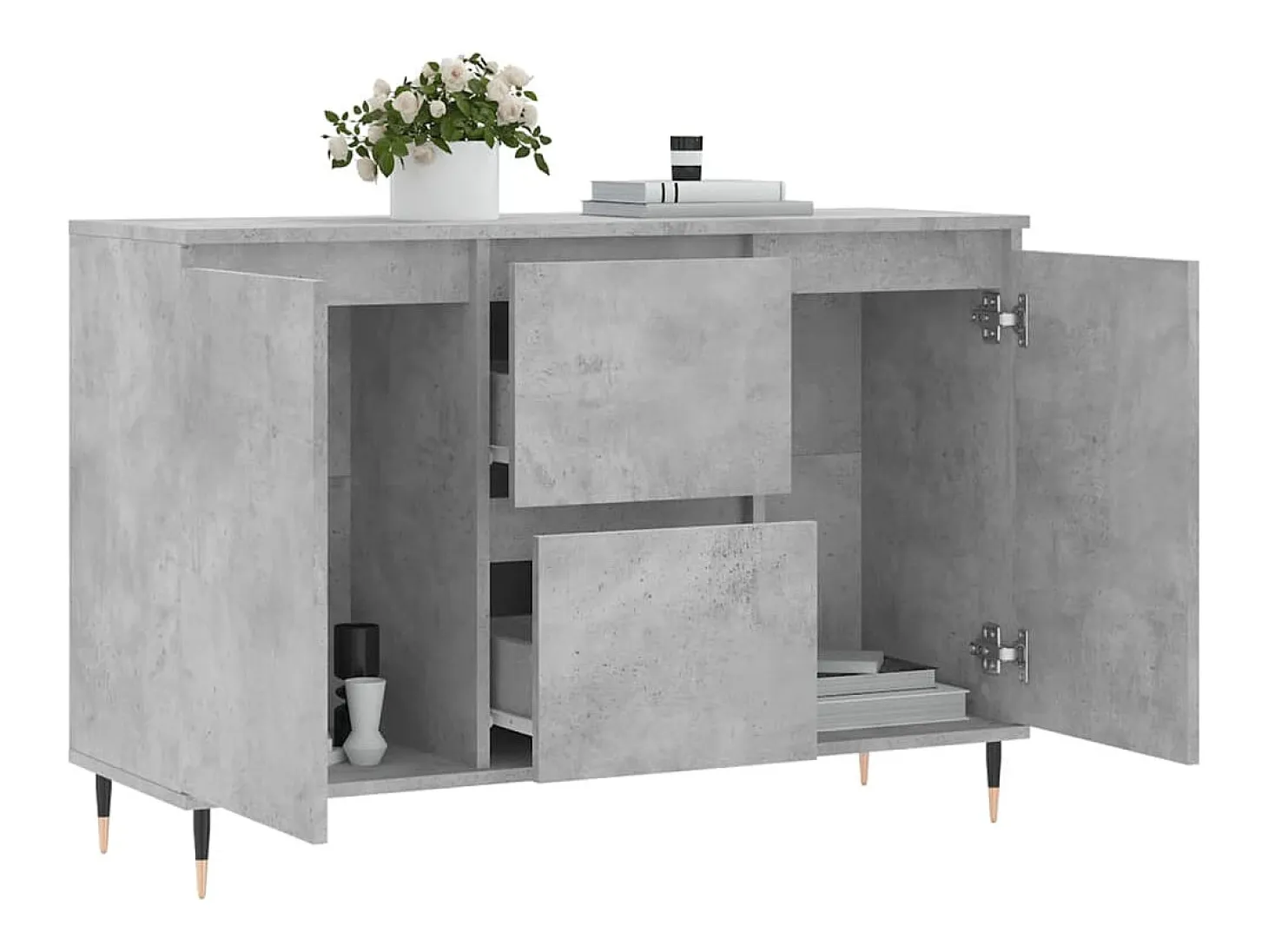 Aparador gris hormigón 104x35x70 cm madera de ingeniería