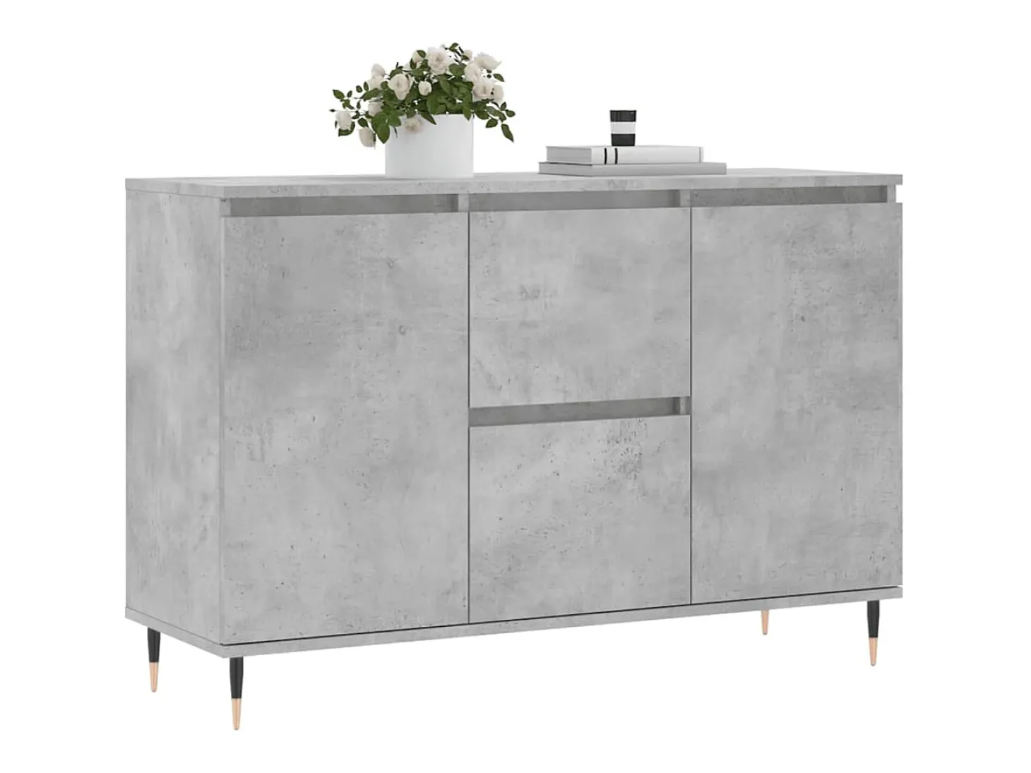 Aparador gris hormigón 104x35x70 cm madera de ingeniería