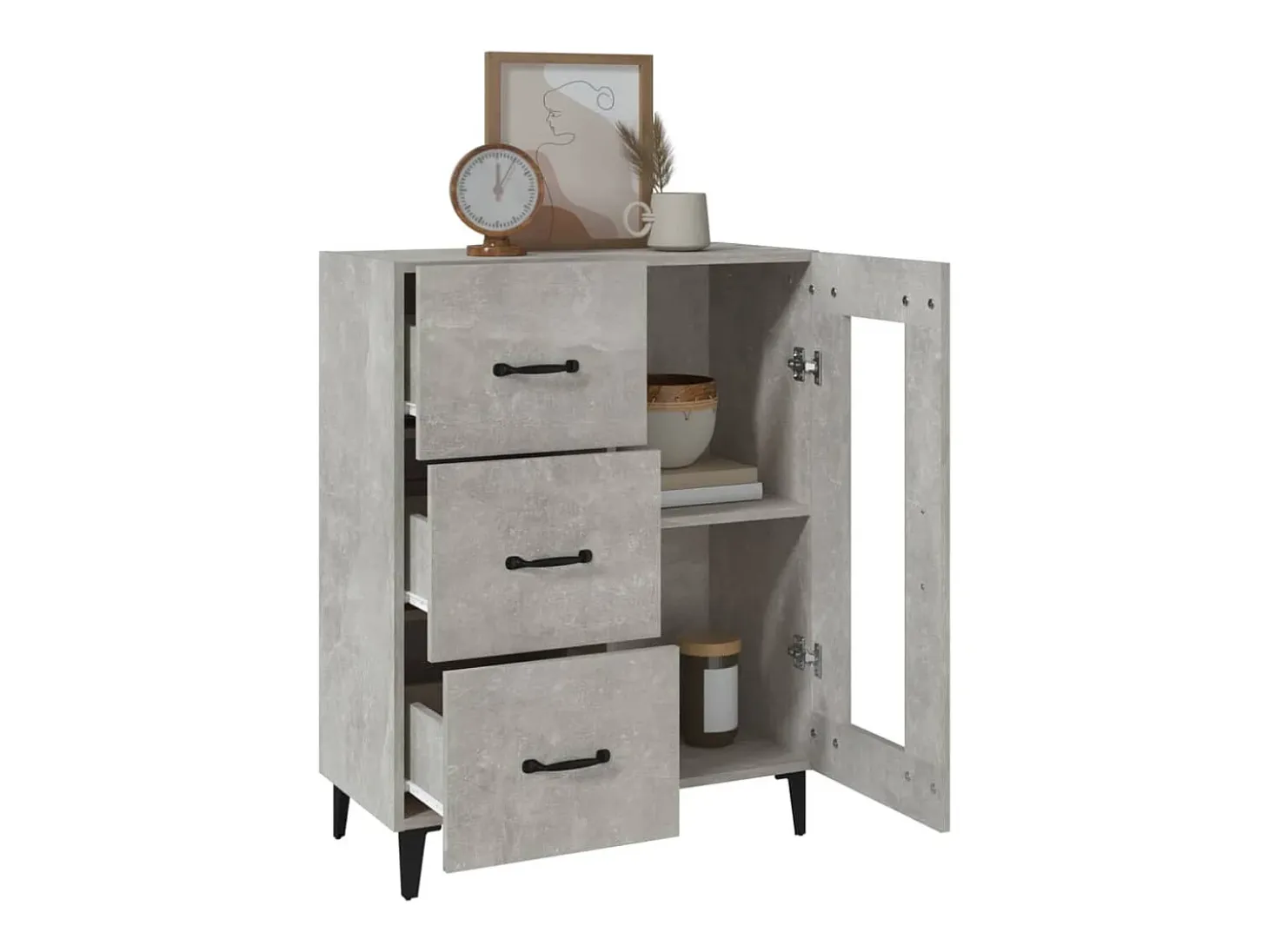 Aparador gris hormigón 69,5x34x90 cm madera de ingeniería