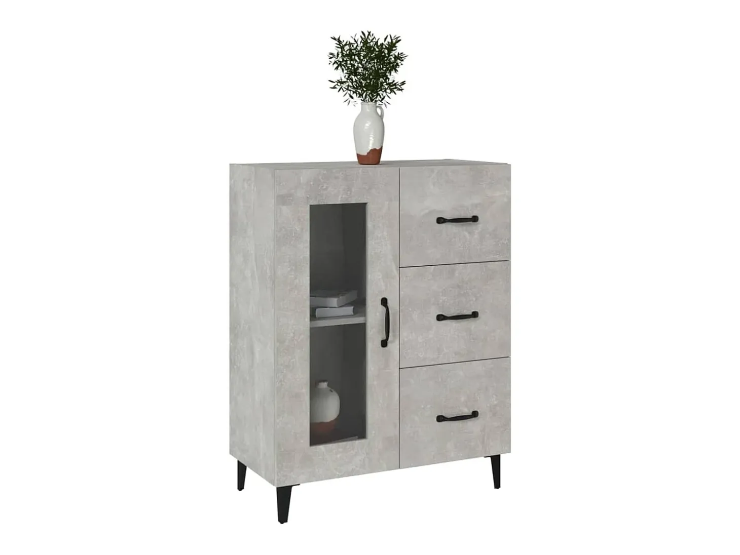 Aparador gris hormigón 69,5x34x90 cm madera de ingeniería