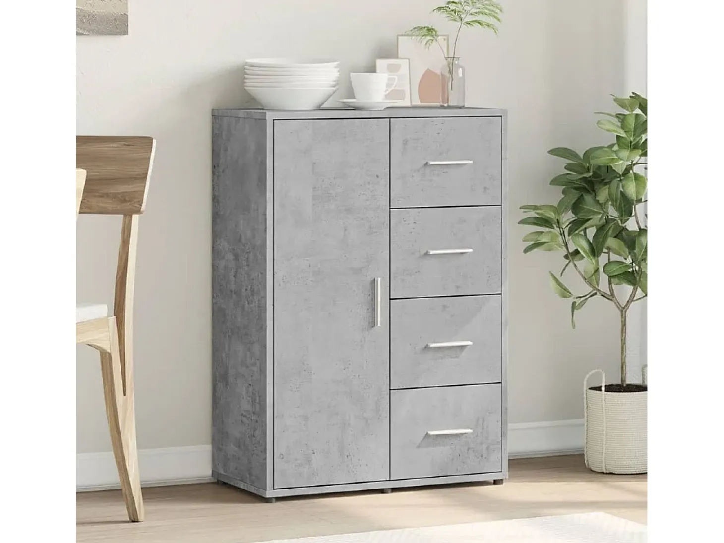 Aparador gris hormigón 60x31x84 cm madera de ingeniería