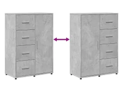 Aparador gris hormigón 60x31x84 cm madera de ingeniería