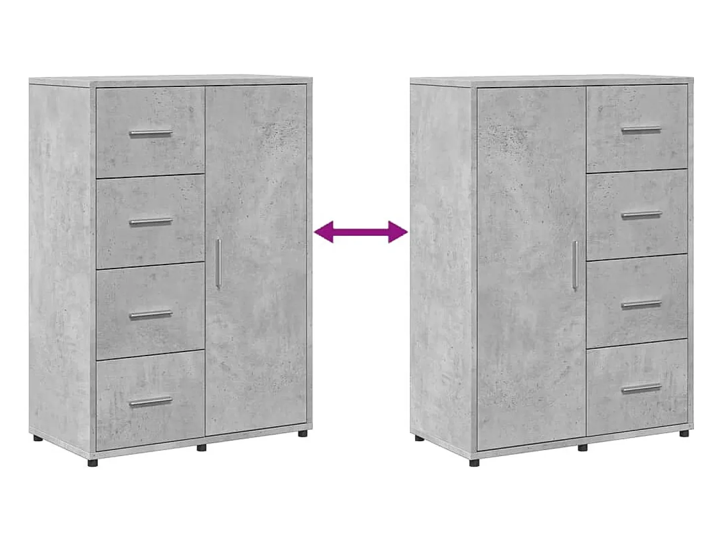 Aparador gris hormigón 60x31x84 cm madera de ingeniería