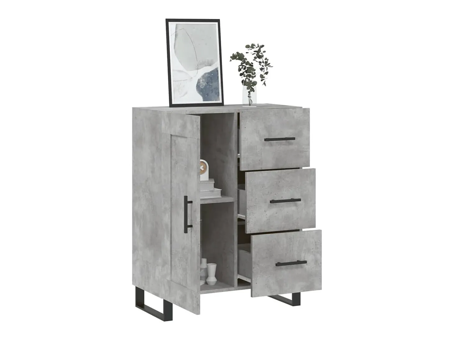 Aparador gris hormigón 69,5x34x90 cm madera de ingeniería