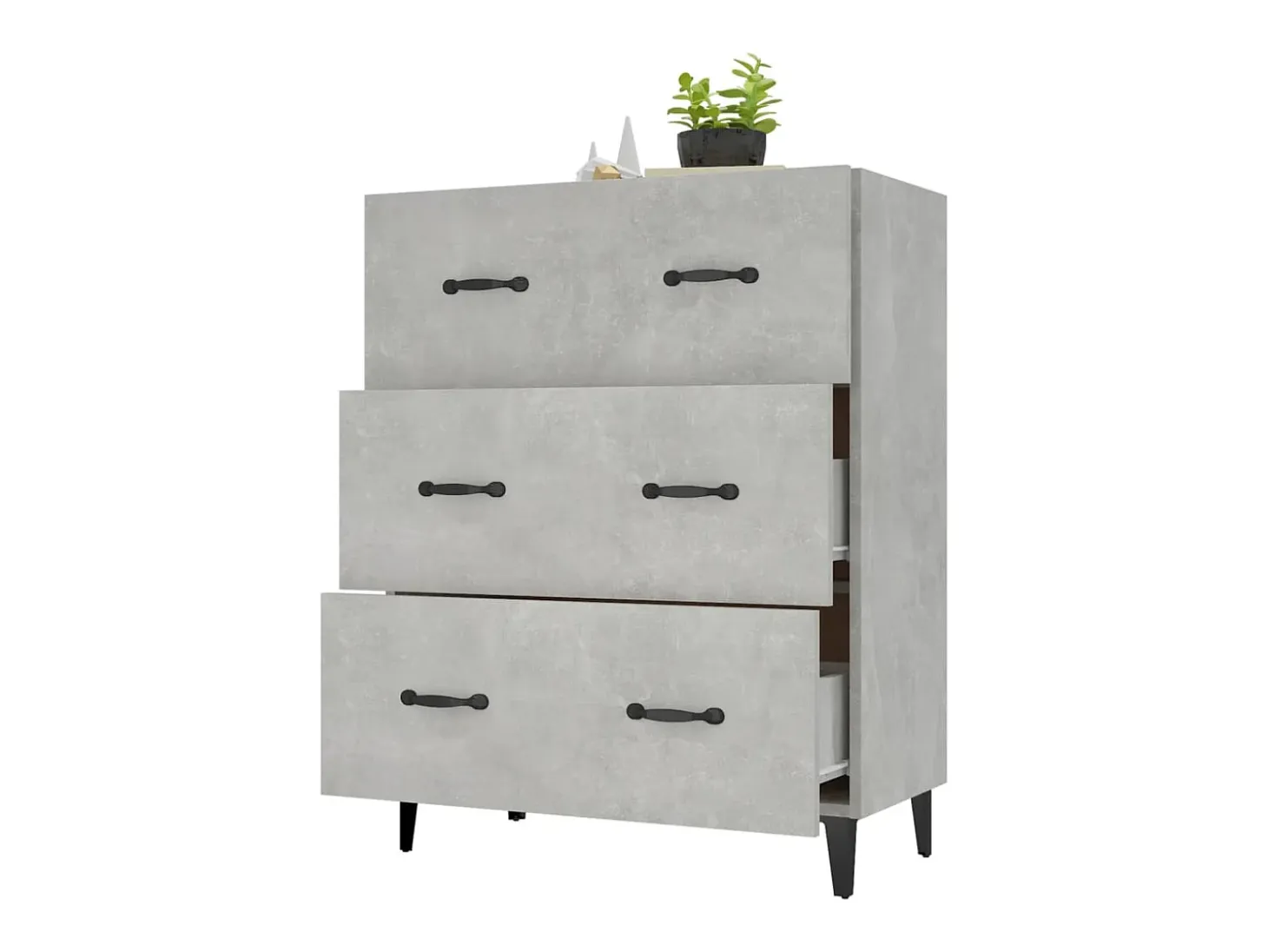 Aparador gris hormigón 69,5x34x90 cm madera de ingeniería