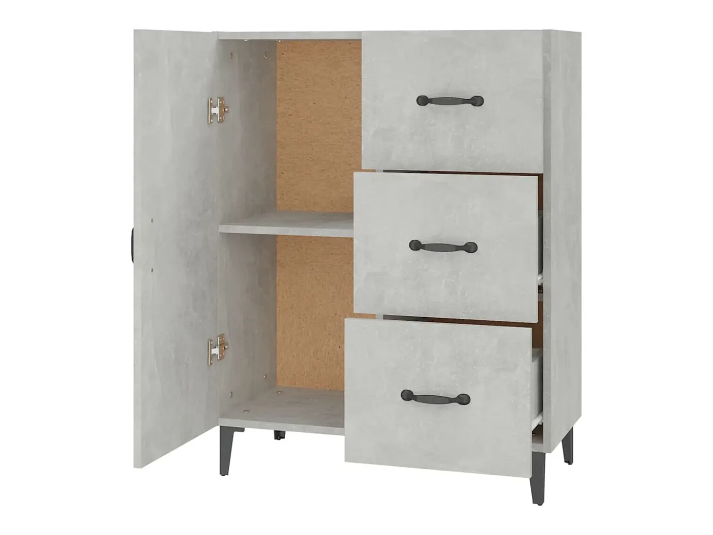 Aparador gris hormigón 69,5x34x90 cm madera de ingeniería