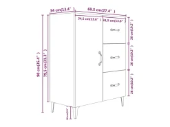 Aparador gris hormigón 69,5x34x90 cm madera de ingeniería