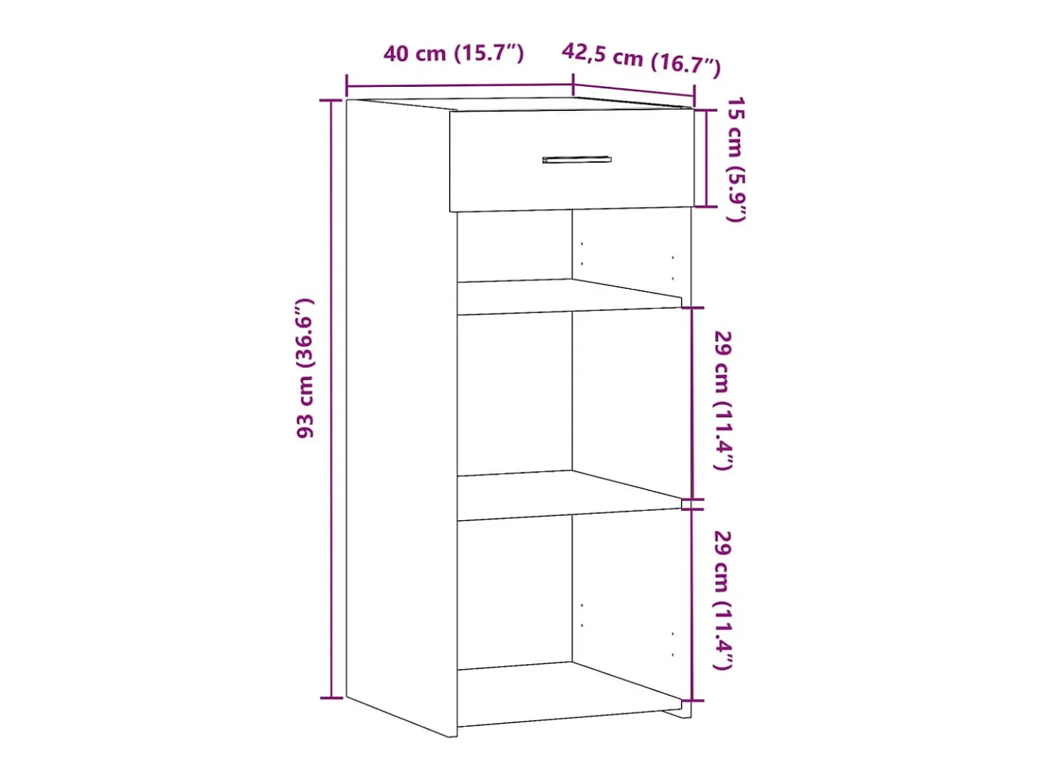 Aparador gris hormigón 40x42,5x93 cm madera de ingeniería