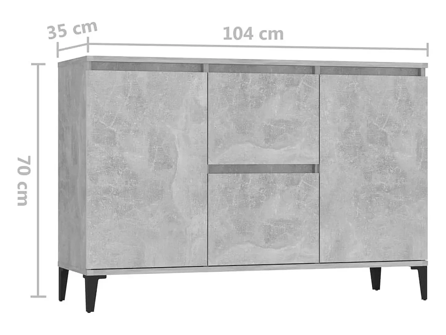 Aparador gris hormigón 104x35x70 cm madera de ingeniería