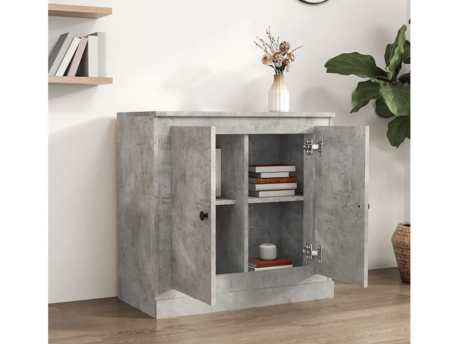 Aparador gris hormigón 70x35,5x67,5 cm madera de ingeniería