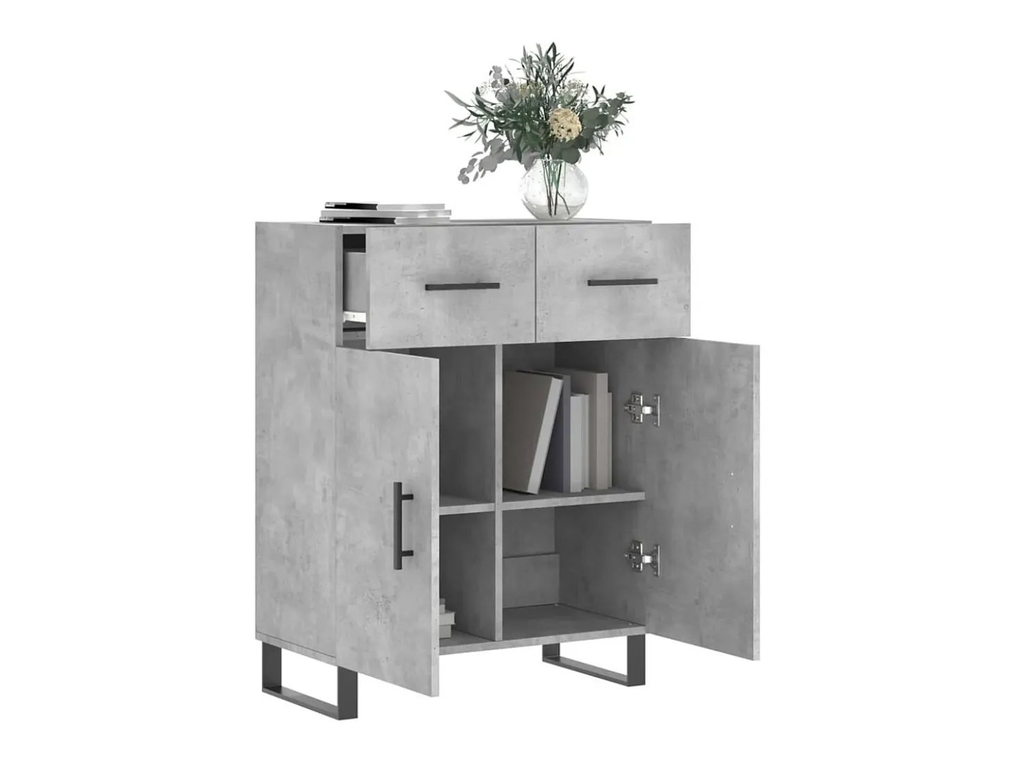Aparador gris hormigón 69,5x34x90 cm madera de ingeniería