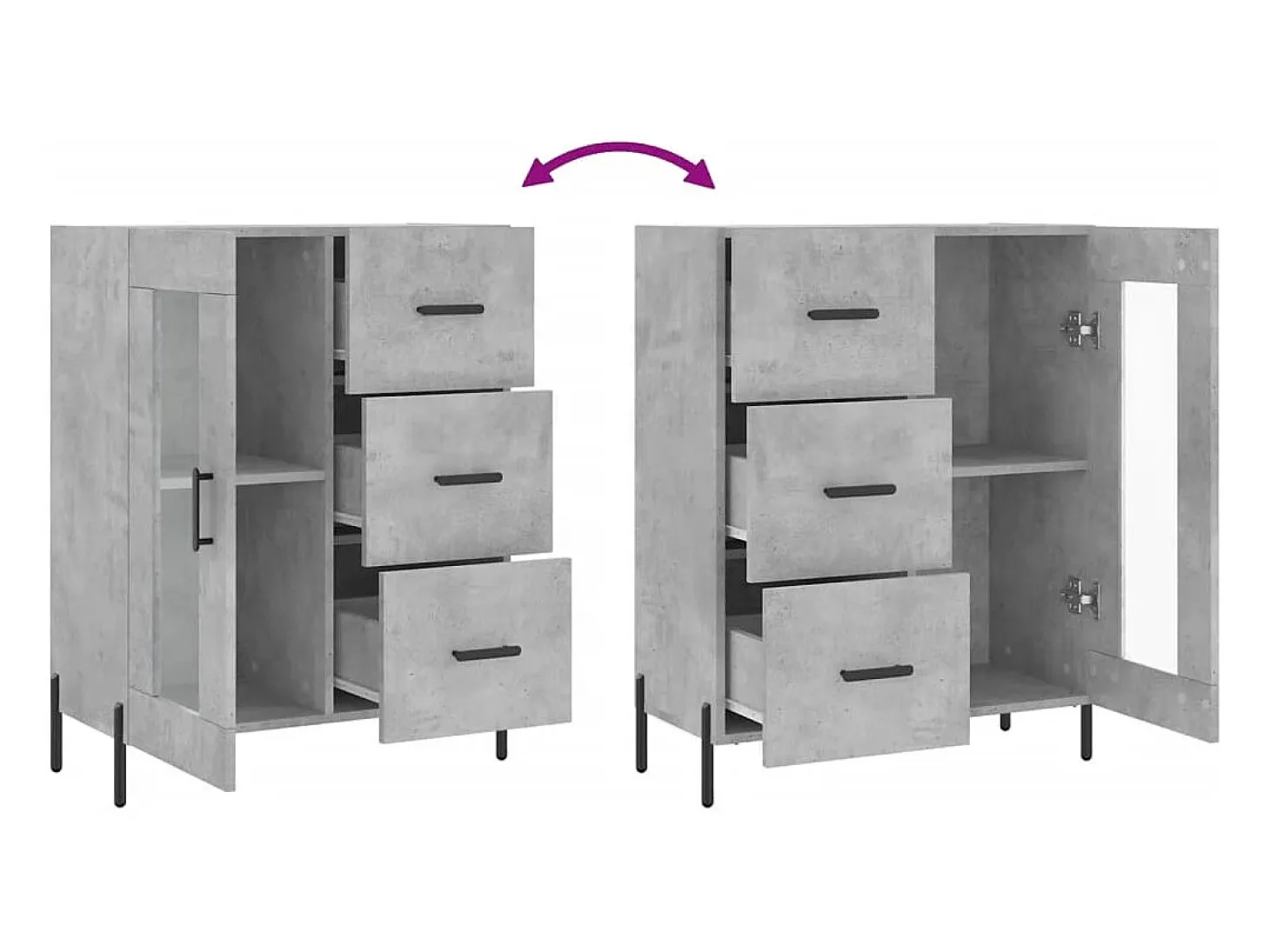 Aparador gris hormigón 69,5x34x90 cm madera de ingeniería