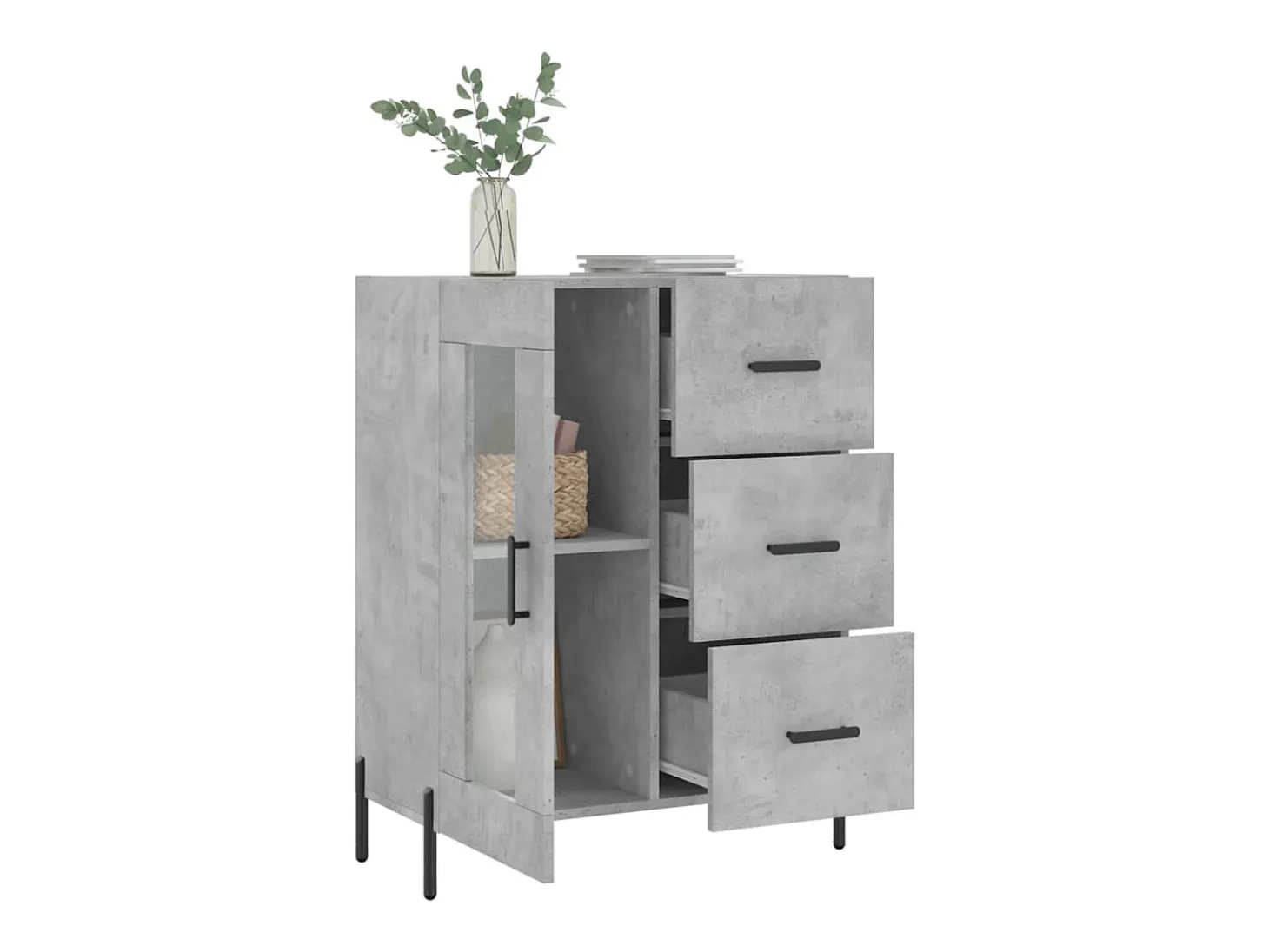Aparador gris hormigón 69,5x34x90 cm madera de ingeniería