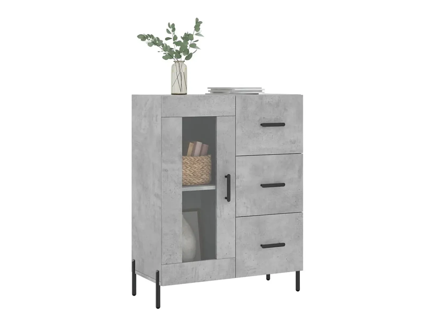 Aparador gris hormigón 69,5x34x90 cm madera de ingeniería