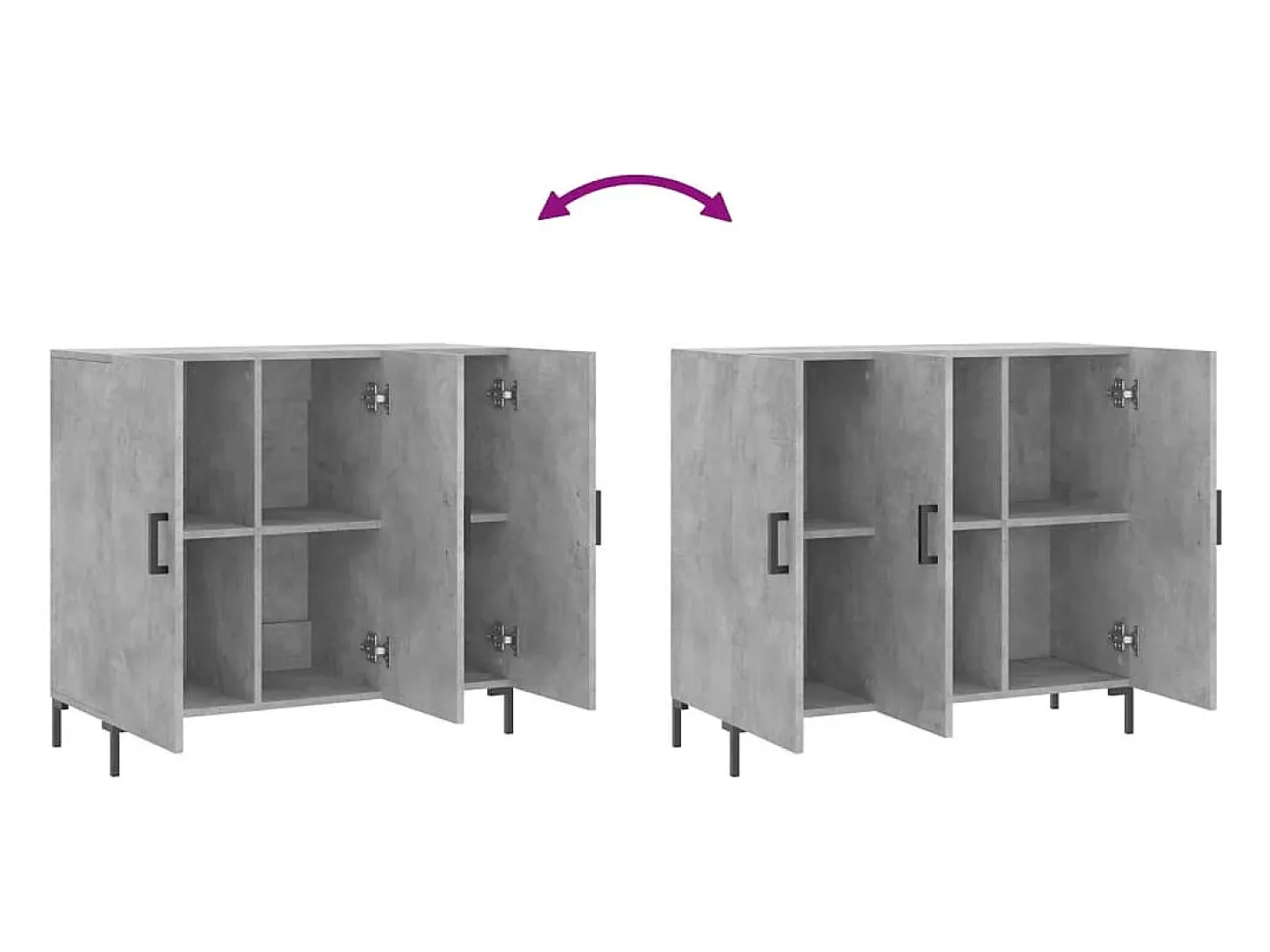 Aparador gris hormigón 90x34x80 cm madera de ingeniería