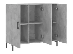 Aparador gris hormigón 90x34x80 cm madera de ingeniería