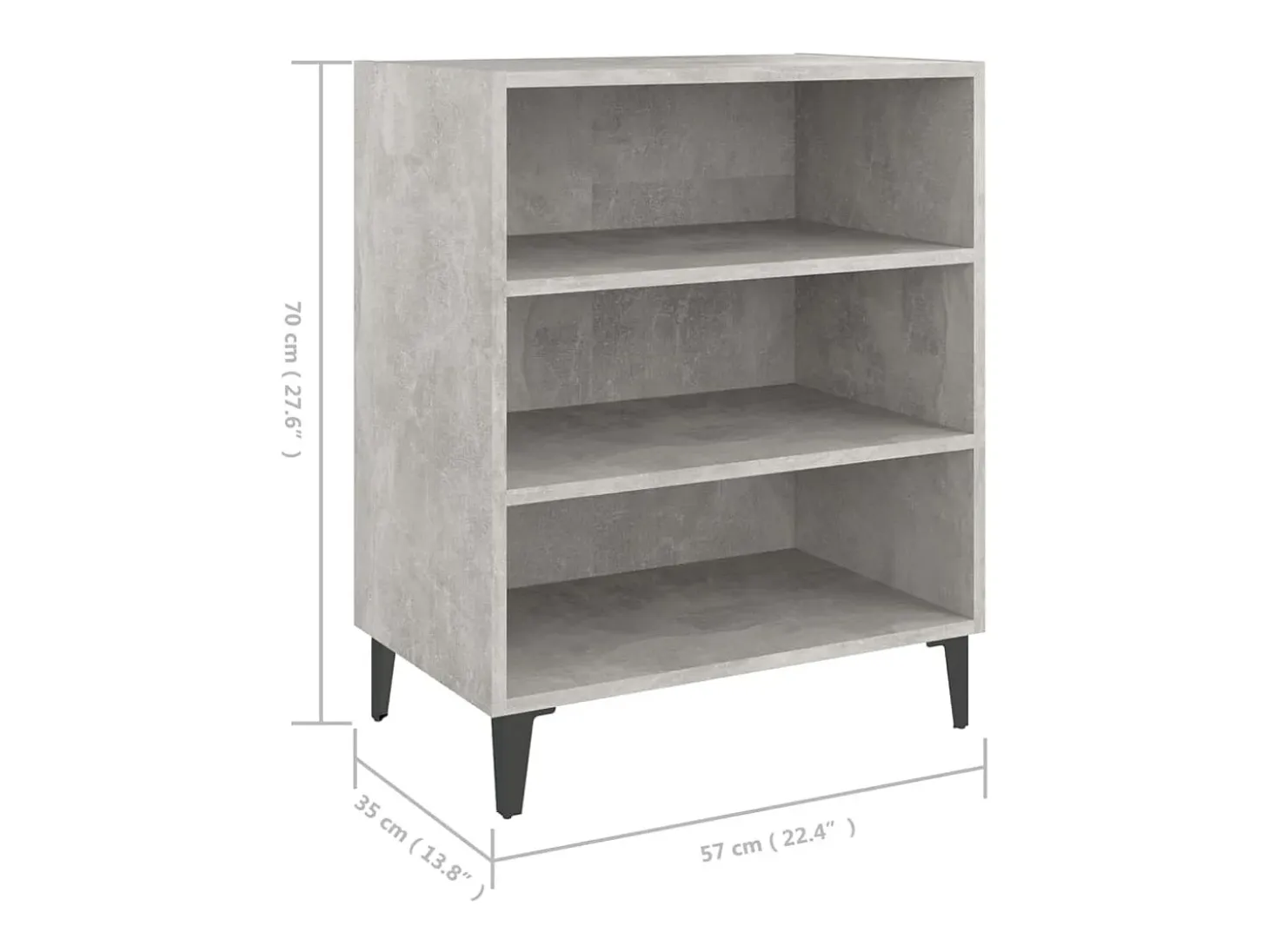 Aparador gris hormigón 57x35x70 cm madera de ingeniería