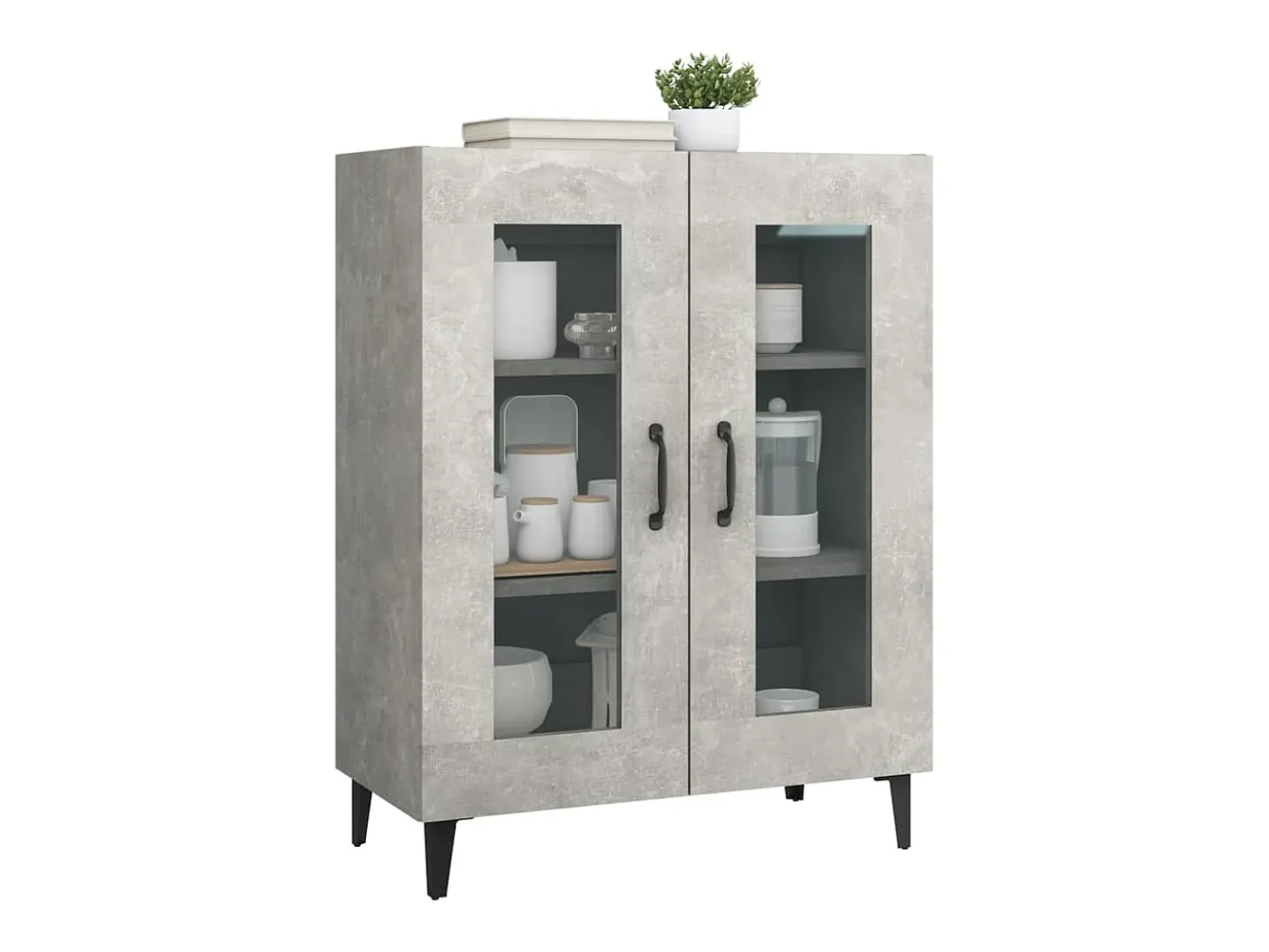 Aparador gris hormigón 69,5x34x90 cm madera de ingeniería