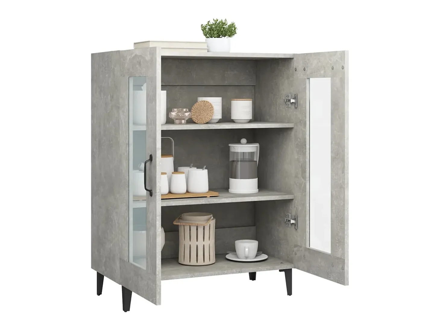 Aparador gris hormigón 69,5x34x90 cm madera de ingeniería