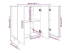 Aparador gris hormigón 90x34x80 cm madera de ingeniería