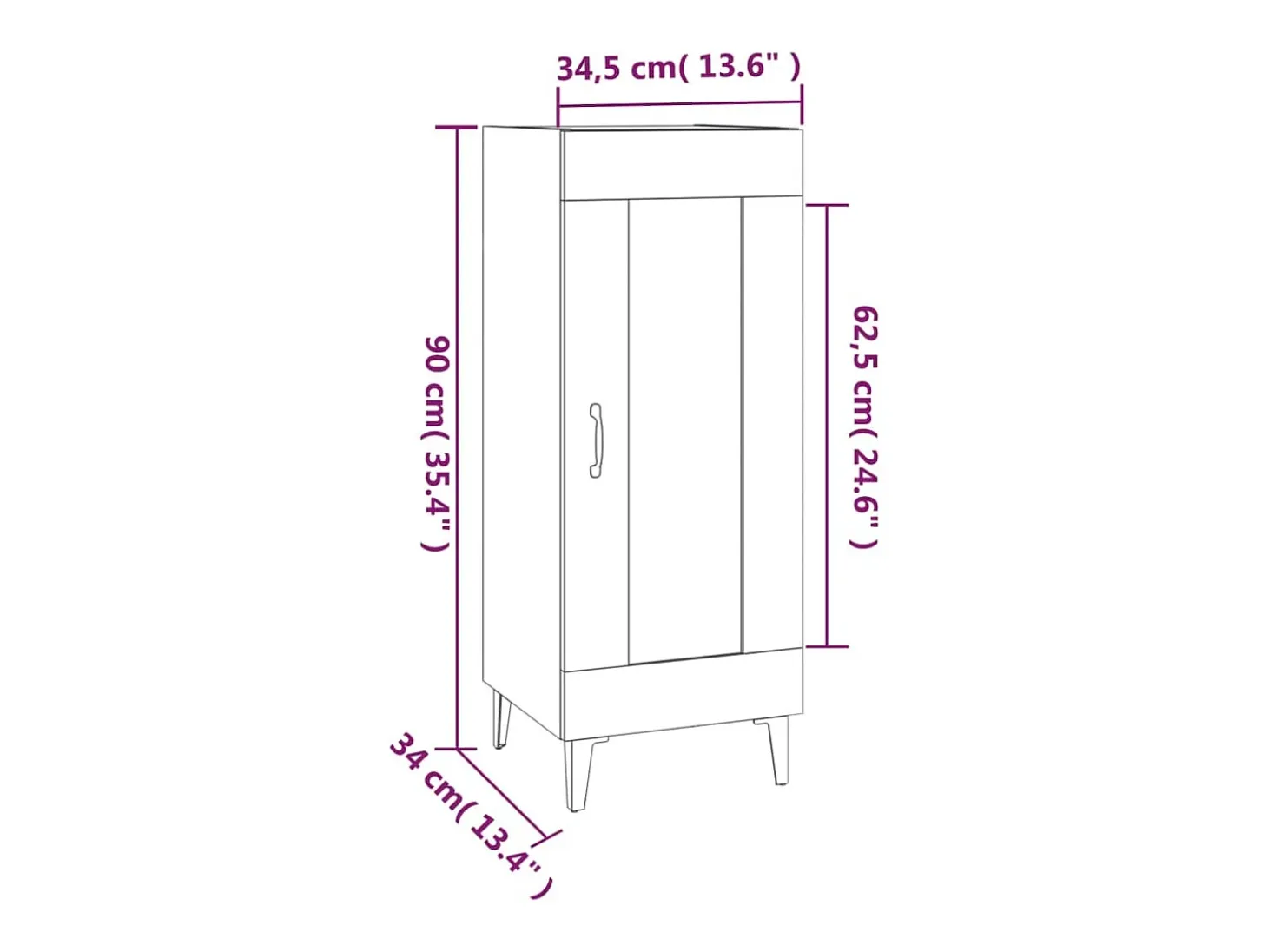 Aparador Gris Hormigón 34,5x34x90 cm Madera de Ingeniería