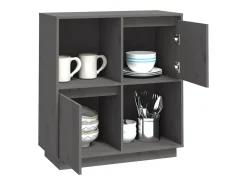 Aparador Gris 74x35x80 cm Madera Maciza de Pino