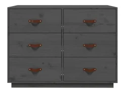 Aparador Gris 100x40x75 cm Madera Maciza de Pino