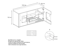 Aparador Grömitz V1 – Mueble con 2 Puertas Grandes y 4 Cajones, antracita mate/burdeos de alto brillo (138,5 x 75,5 x 35)