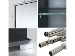 Aparador Grömitz V1 – Mueble con 2 Puertas Grandes y 4 Cajones, antracita mate/burdeos de alto brillo (138,5 x 75,5 x 35)