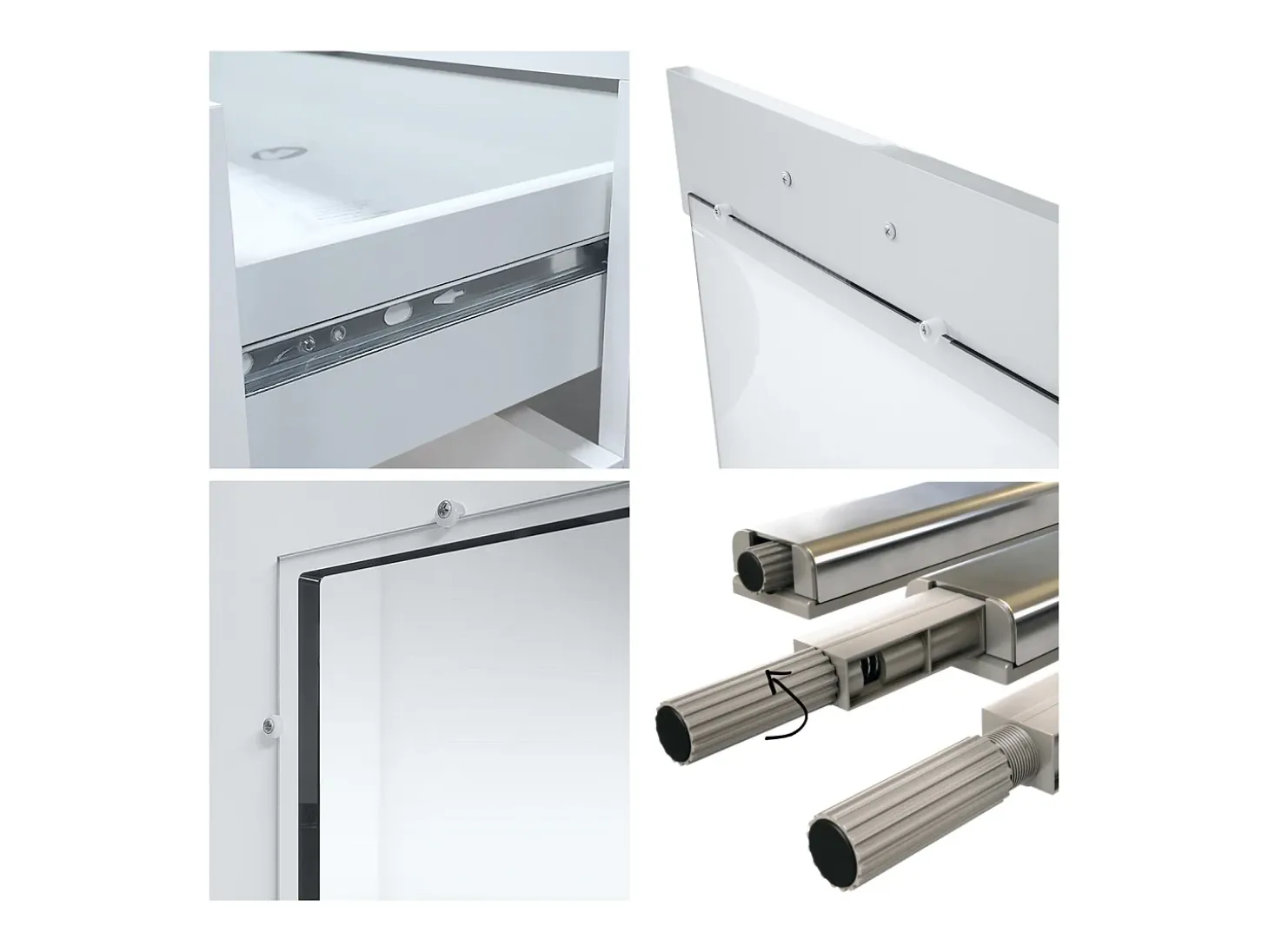 Aparador Grömitz V2 – Mueble con 2 Puertas Grandes y 4 Cajones, blanco mate/gris arena de alto brillo (166,5 x 75,5 x 35)