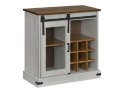 Aparador HALDEN con puerta corredera, blanco, 80x40x80 cm, madera maciza