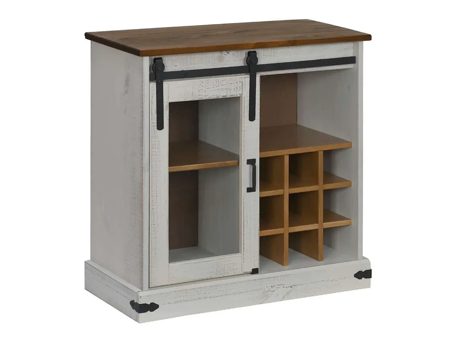 Aparador HALDEN con puerta corredera, blanco, 80x40x80 cm, madera maciza
