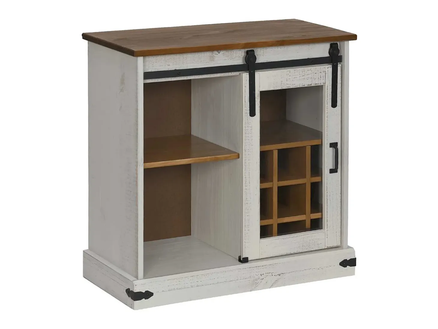 Aparador HALDEN con puerta corredera, blanco, 80x40x80 cm, madera maciza