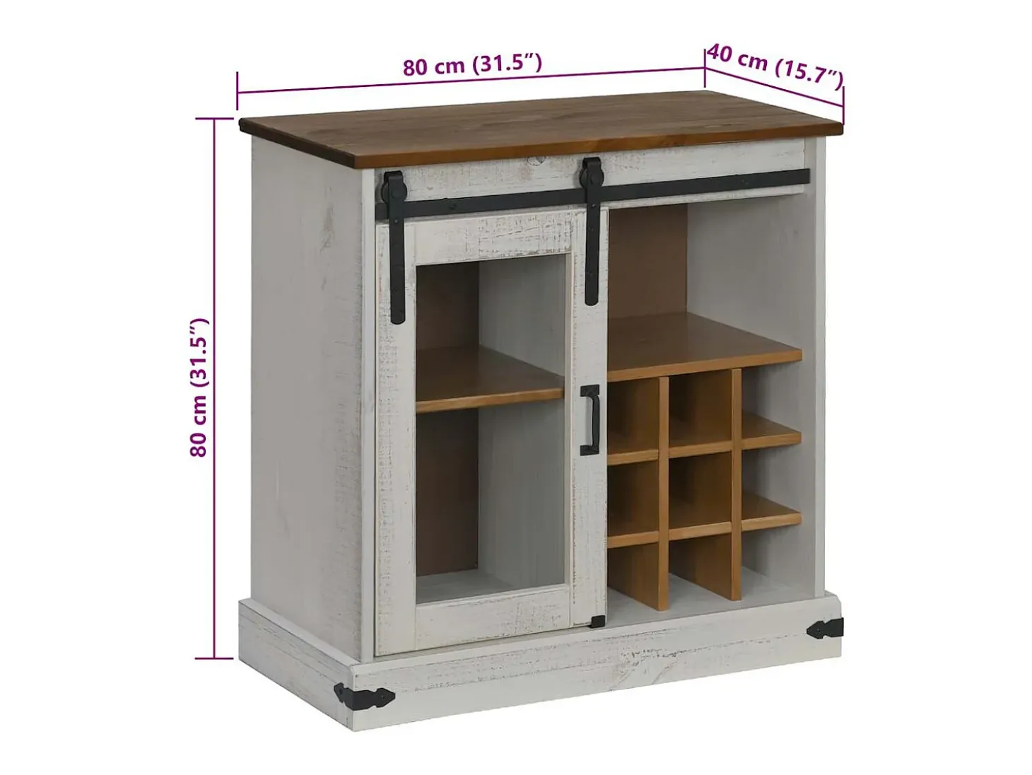 Aparador HALDEN con puerta corredera blanco 80x40x80 cm