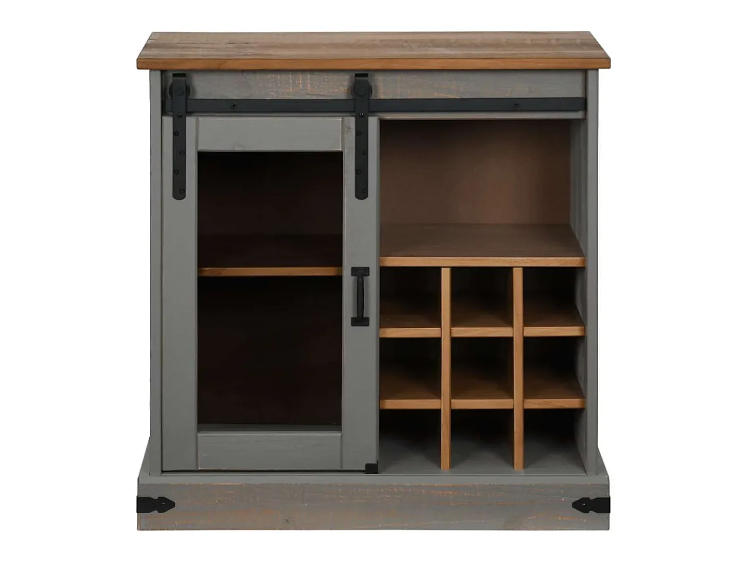 Aparador HALDEN con puerta corredera gris 80x40x80 cm