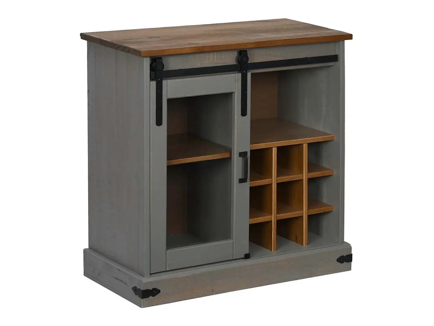 Aparador HALDEN con puerta corredera gris 80x40x80 cm
