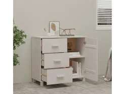 Aparador HAMAR Blanco 90x40x80 cm Madera Maciza de Pino