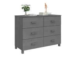Aparador HAMAR Gris Oscuro 113x40x80 cm Madera Maciza de Pino