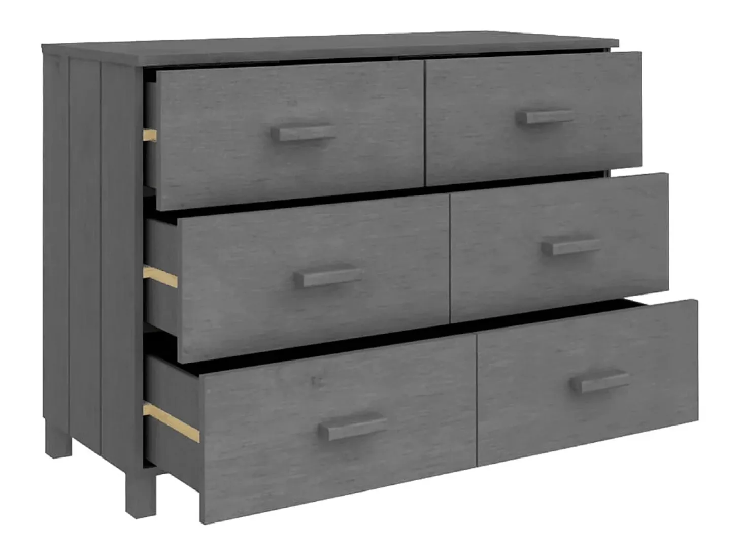 Aparador HAMAR Gris Oscuro 113x40x80 cm Madera Maciza de Pino
